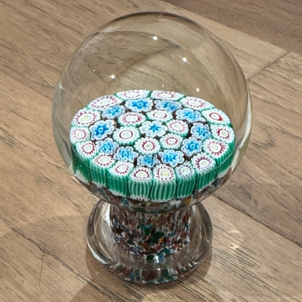 Millefiori Art Glass Pedestal Paperweight